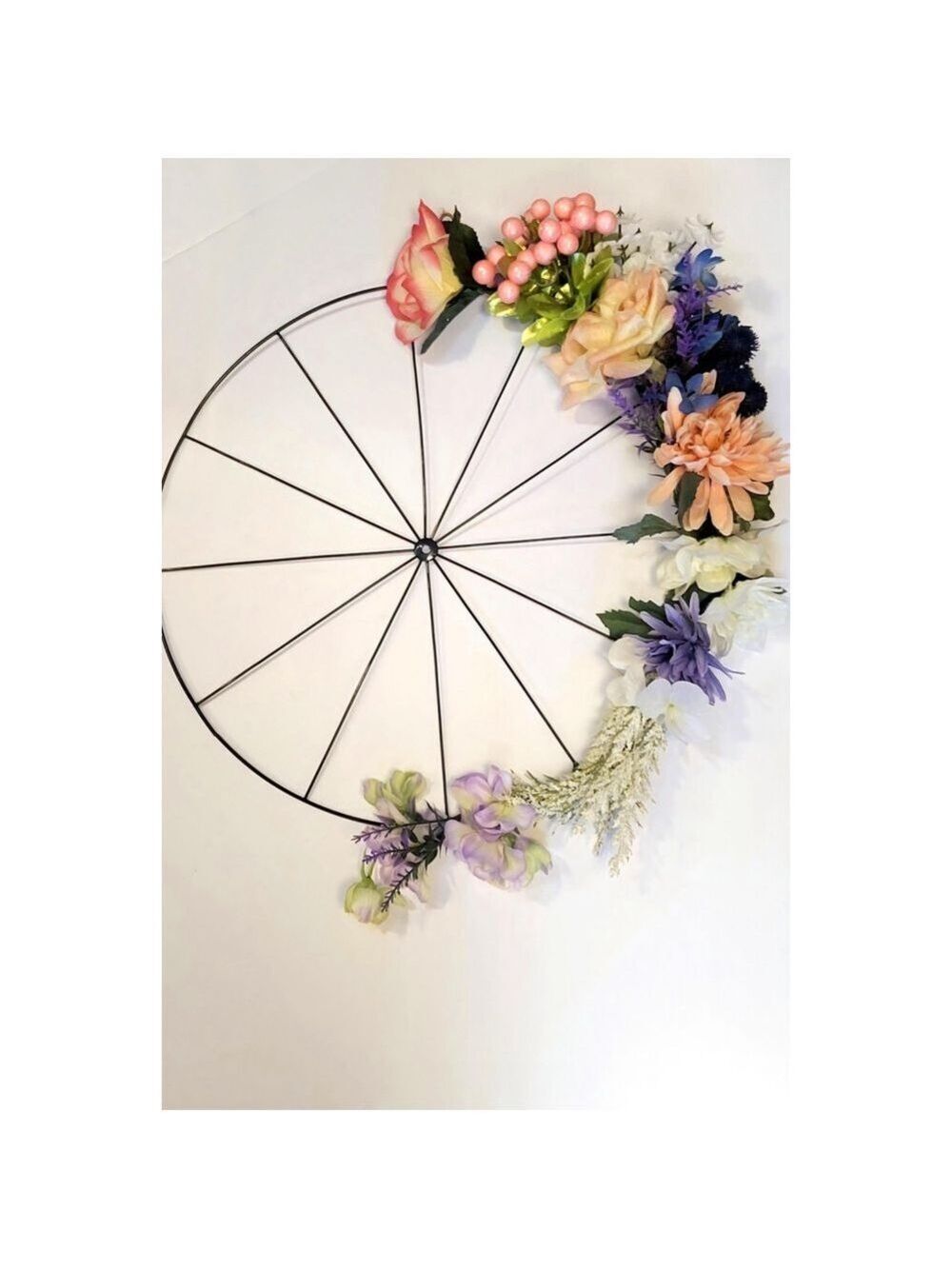 Bicycle Wheel Wreath Farmhouse Wall Decor 14 Inch